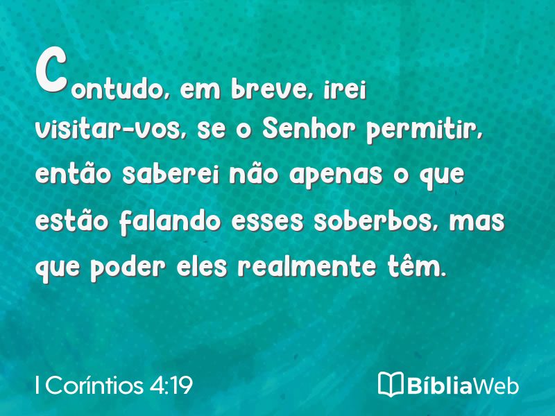 I Coríntios 4:19 em imagem para compartilhar