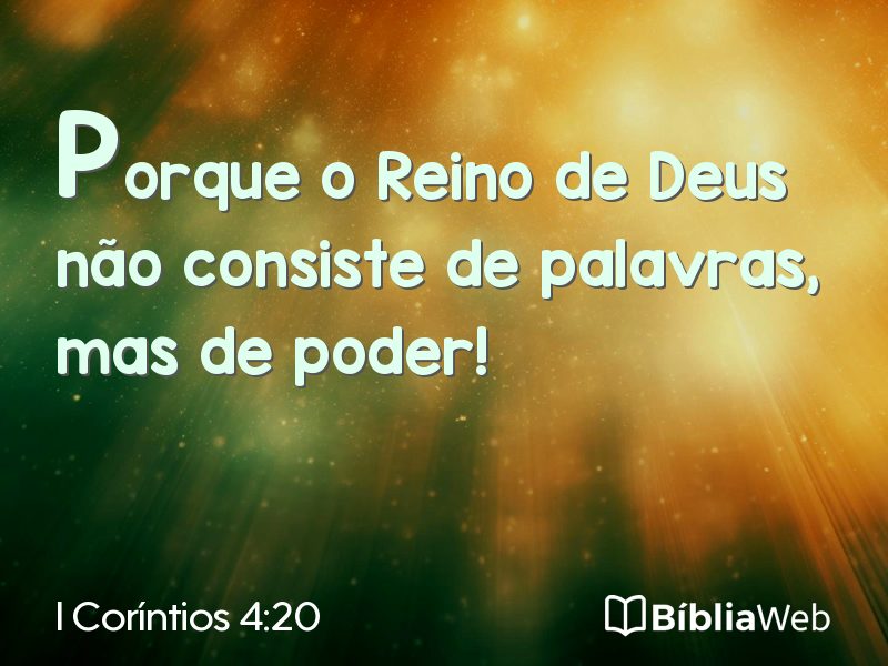 I Coríntios 4:20 em imagem para compartilhar