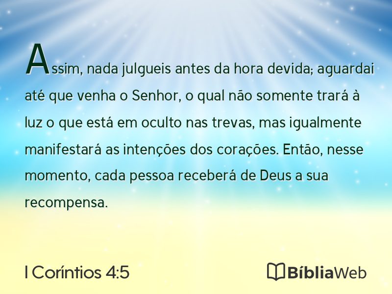 I Coríntios 4:5 em imagem para compartilhar
