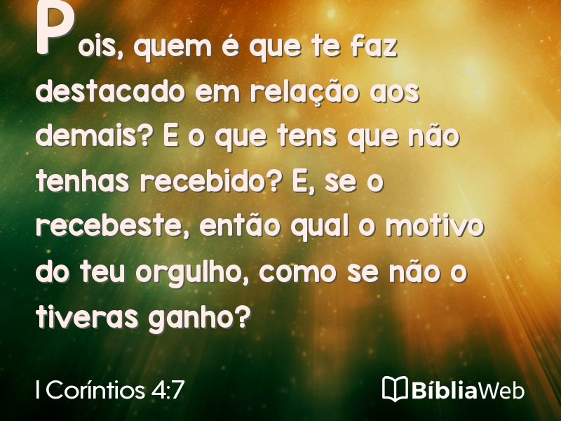 I Coríntios 4:7 em imagem para compartilhar