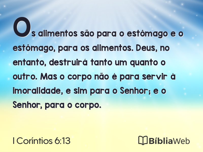 I Coríntios 6:13 em imagem para compartilhar