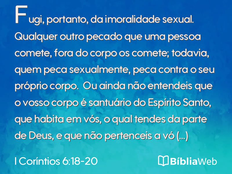 I Coríntios 6:18-20 em imagem para compartilhar