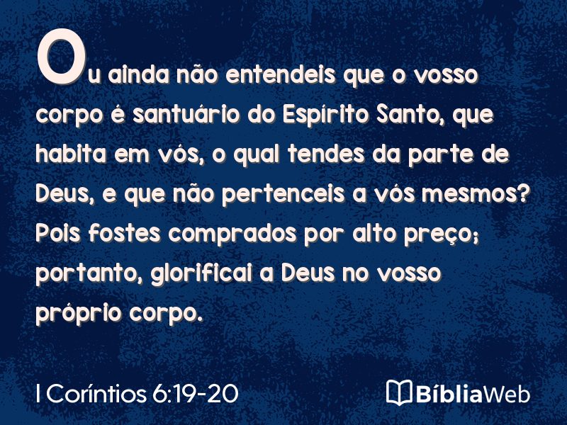 I Coríntios 6:19-20 em imagem para compartilhar
