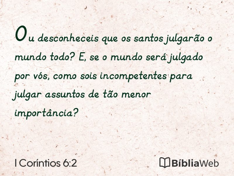 I Coríntios 6:2 em imagem para compartilhar