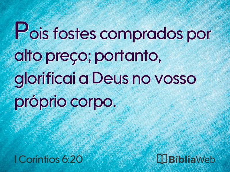 I Coríntios 6:20 em imagem para compartilhar