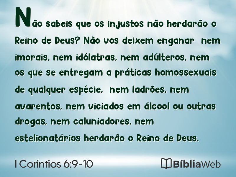 I Coríntios 6:9-10 em imagem para compartilhar
