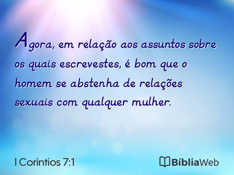 I Coríntios 7:1 em imagem para compartilhar