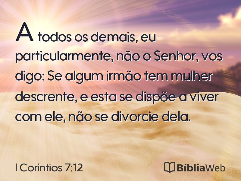 I Coríntios 7:12 em imagem para compartilhar