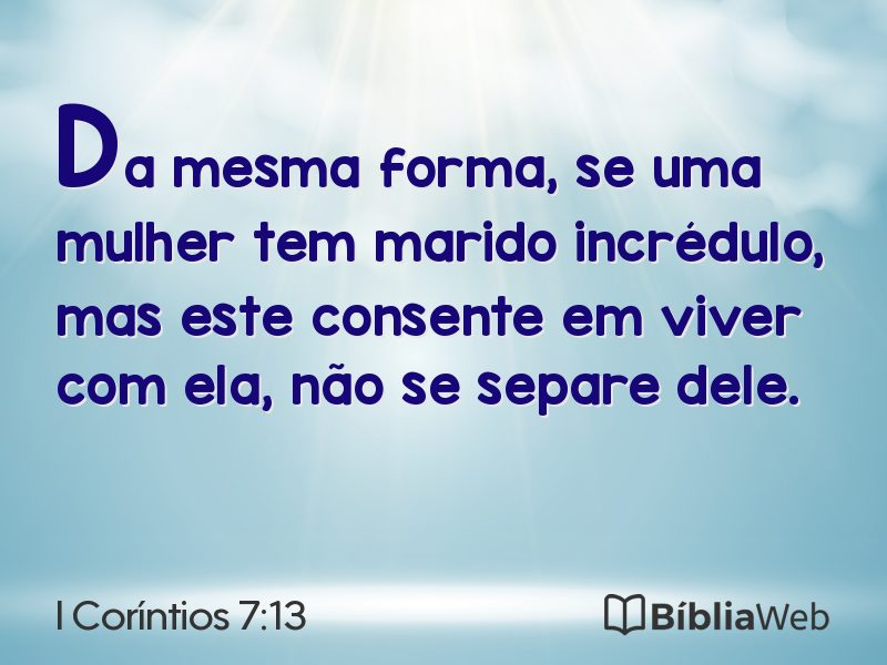 I Coríntios 7:13 em imagem para compartilhar