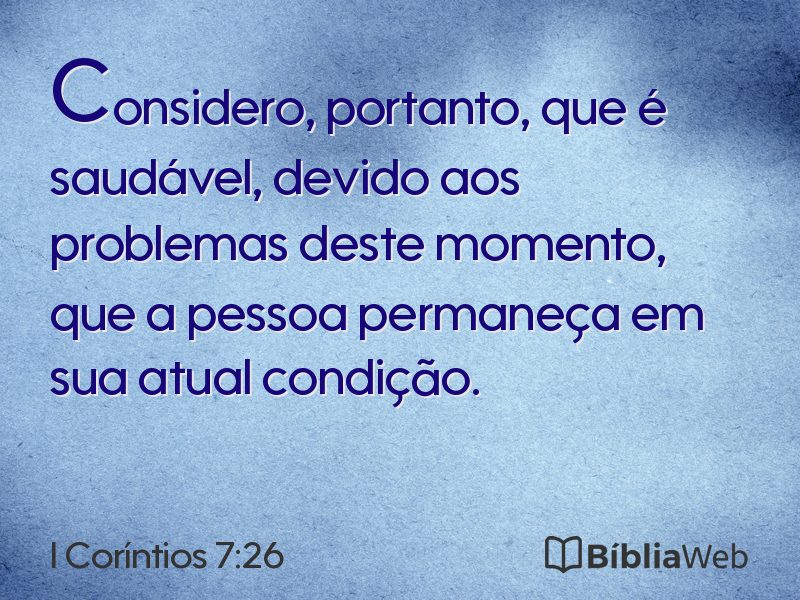 I Coríntios 7:26 em imagem para compartilhar