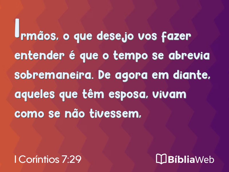 I Coríntios 7:29 em imagem para compartilhar