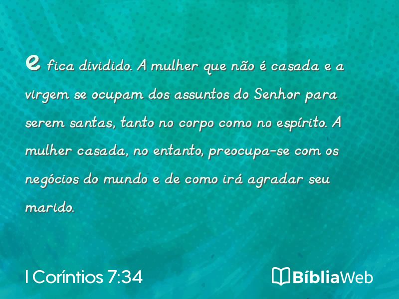 I Coríntios 7:34 em imagem para compartilhar
