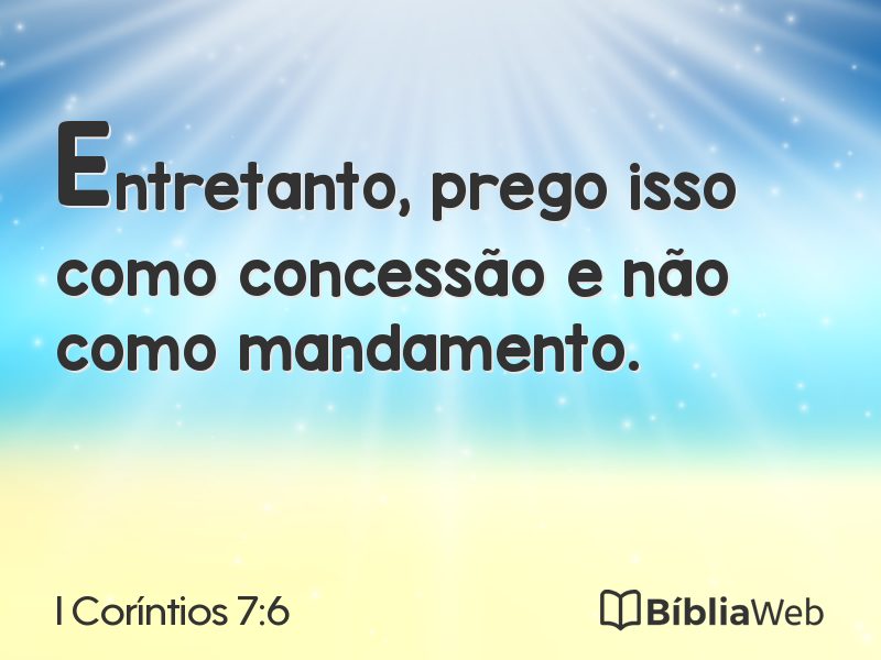 I Coríntios 7:6 em imagem para compartilhar