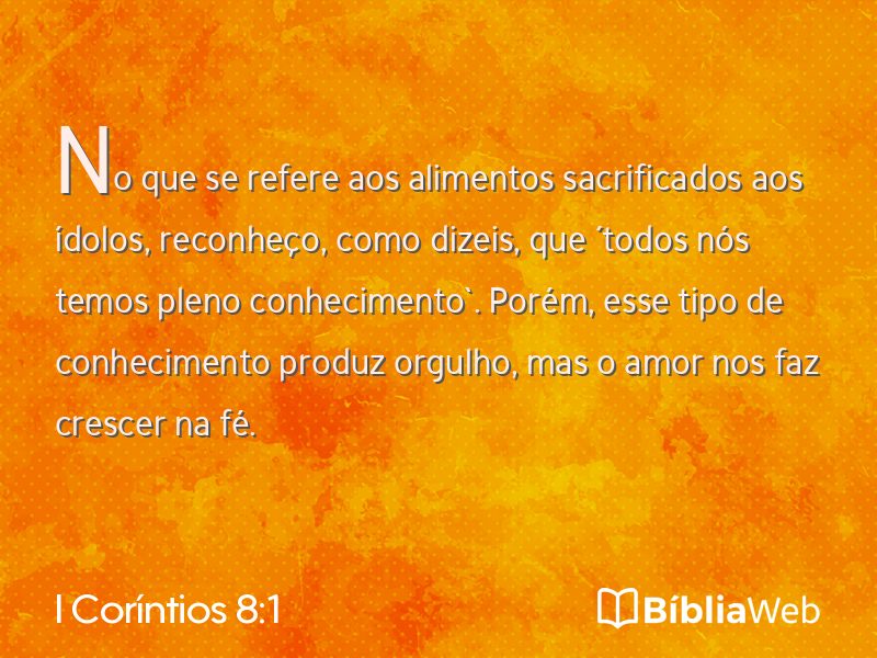 I Coríntios 8:1 em imagem para compartilhar
