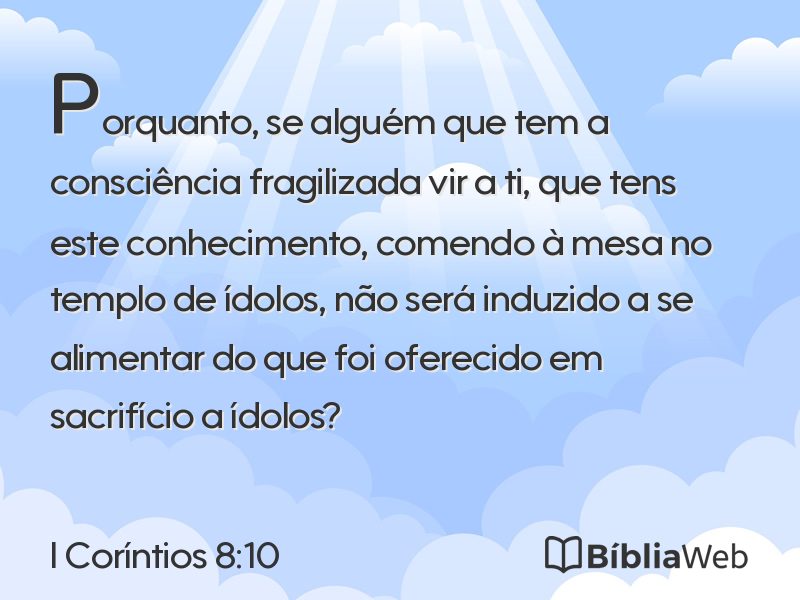 I Coríntios 8:10 em imagem para compartilhar