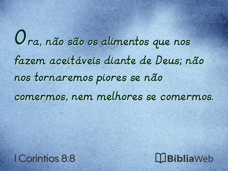 I Coríntios 8:8 em imagem para compartilhar