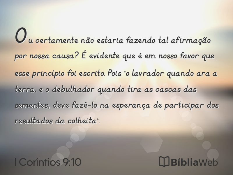I Coríntios 9:10 em imagem para compartilhar