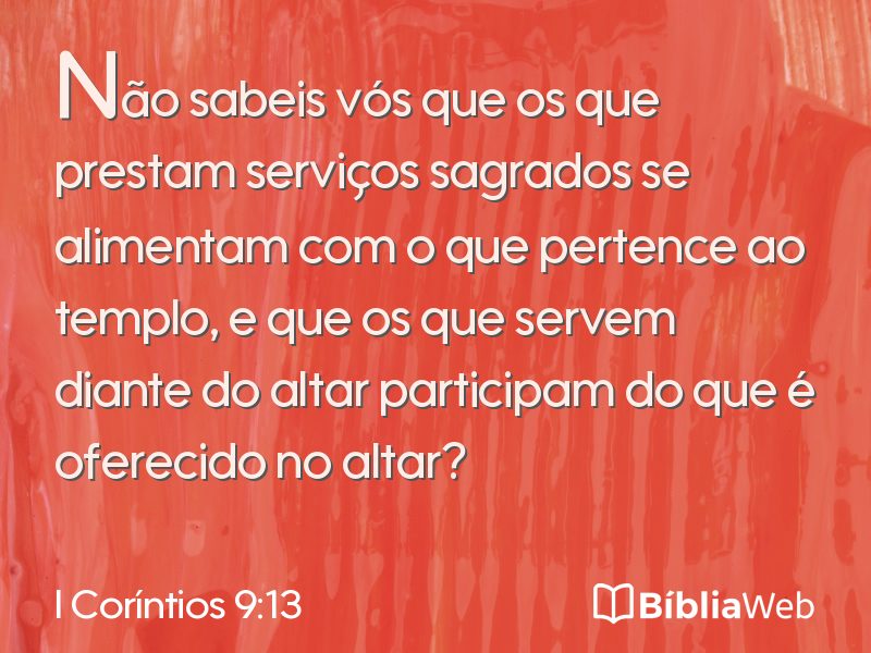 I Coríntios 9:13 em imagem para compartilhar