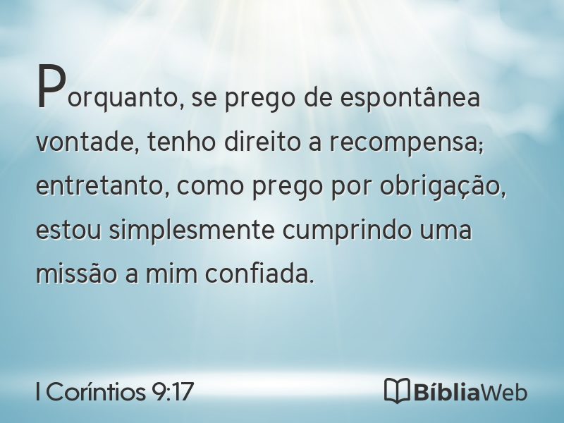 I Coríntios 9:17 em imagem para compartilhar