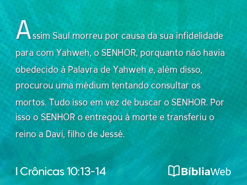 I Crônicas 10:13-14 em imagem para compartilhar