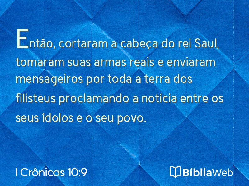 I Crônicas 10:9 em imagem para compartilhar