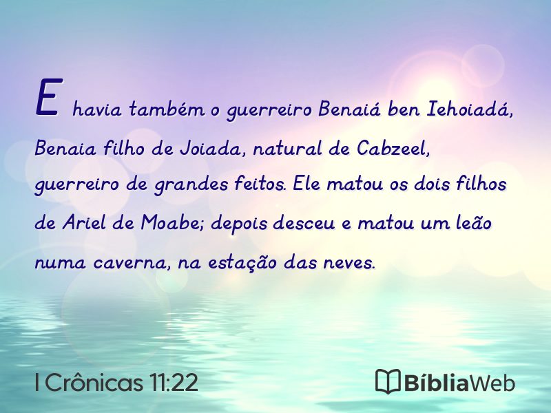 I Crônicas 11:22 em imagem para compartilhar