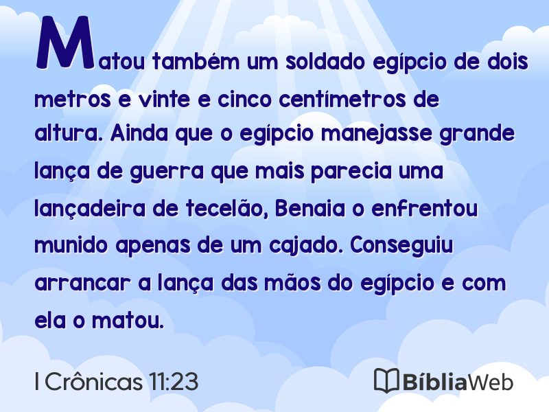 I Crônicas 11:23 em imagem para compartilhar