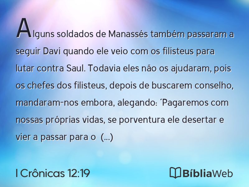 I Crônicas 12:19 em imagem para compartilhar