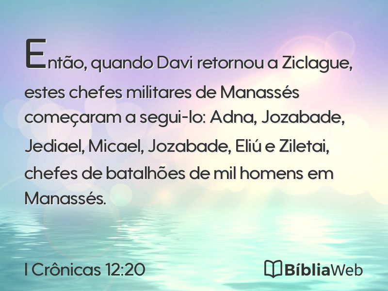 I Crônicas 12:20 em imagem para compartilhar