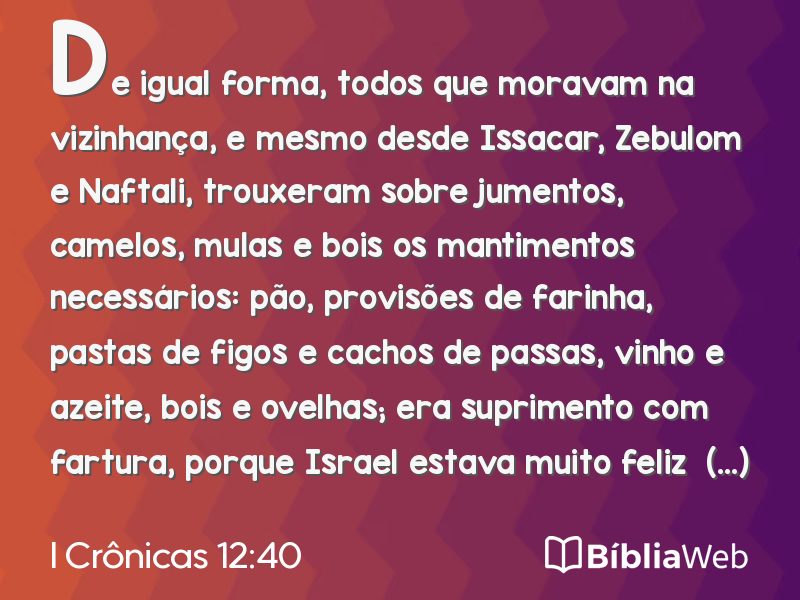 I Crônicas 12:40 em imagem para compartilhar