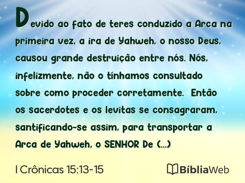 I Crônicas 15:13-15 em imagem para compartilhar