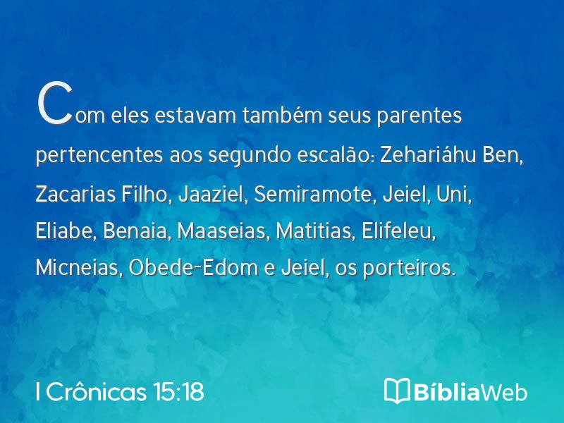 I Crônicas 15:18 em imagem para compartilhar