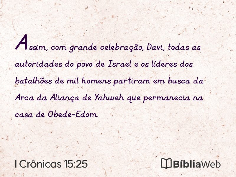 I Crônicas 15:25 em imagem para compartilhar