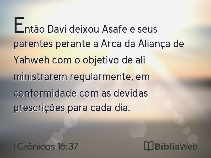 I Crônicas 16:37 em imagem para compartilhar