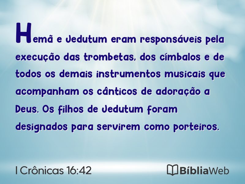 I Crônicas 16:42 em imagem para compartilhar
