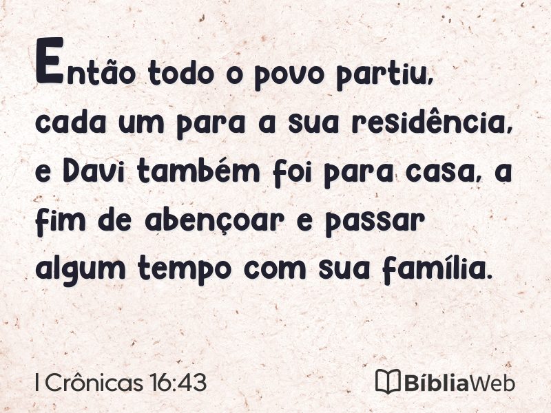 I Crônicas 16:43 em imagem para compartilhar