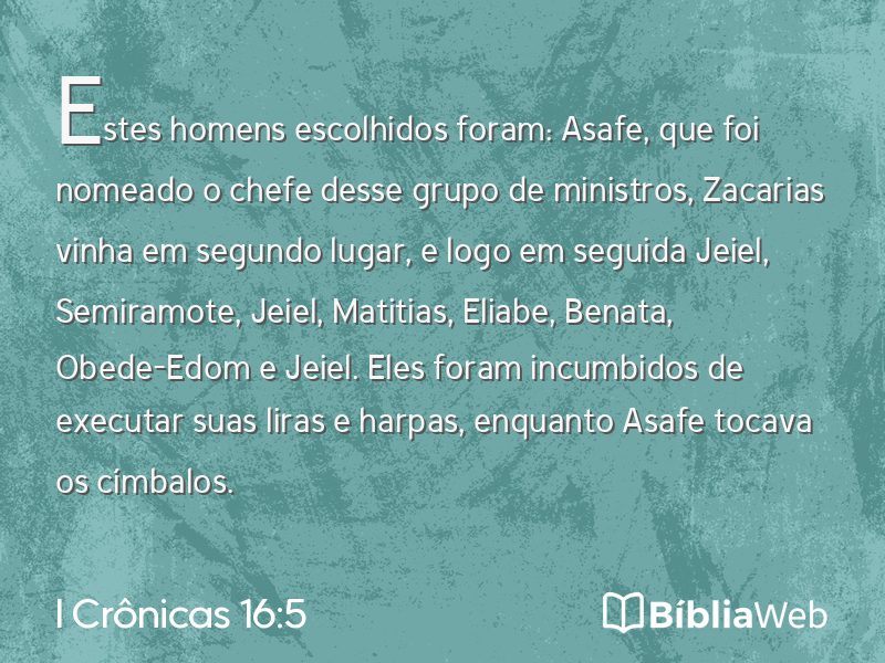 I Crônicas 16:5 em imagem para compartilhar
