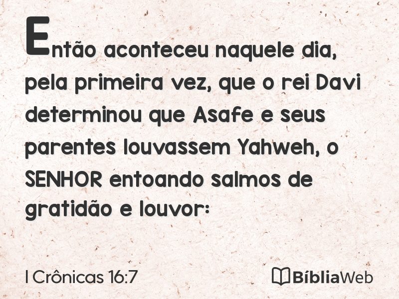 I Crônicas 16:7 em imagem para compartilhar