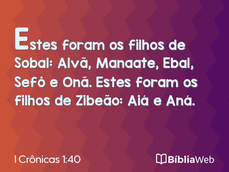 I Crônicas 1:40 em imagem para compartilhar
