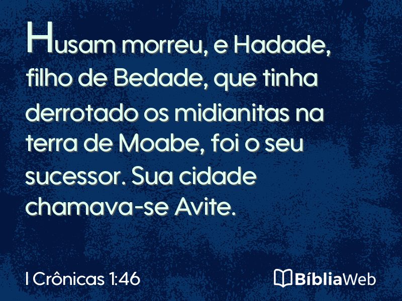 I Crônicas 1:46 em imagem para compartilhar