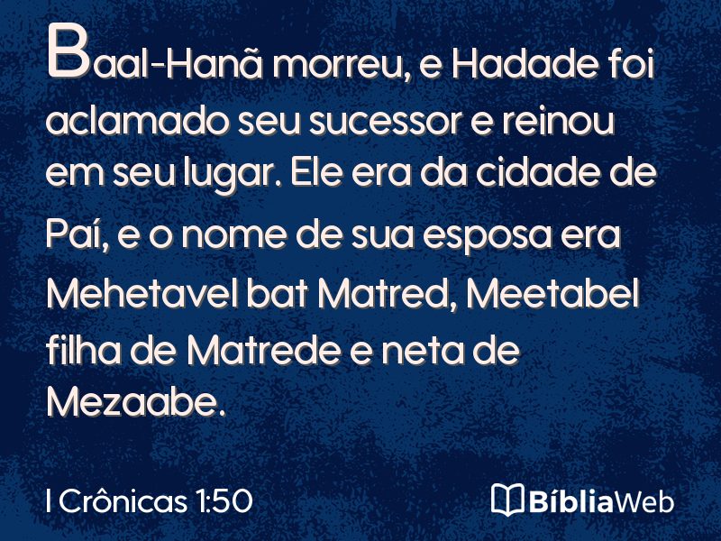 I Crônicas 1:50 em imagem para compartilhar