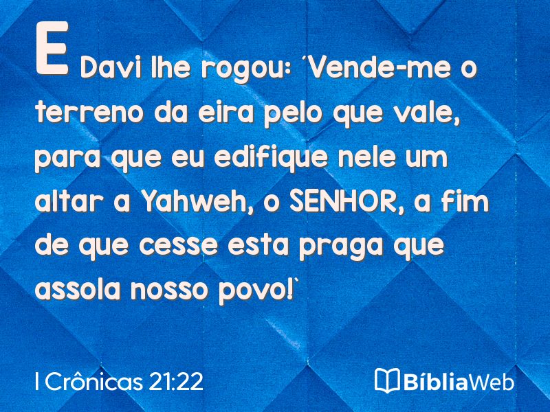 I Crônicas 21:22 em imagem para compartilhar