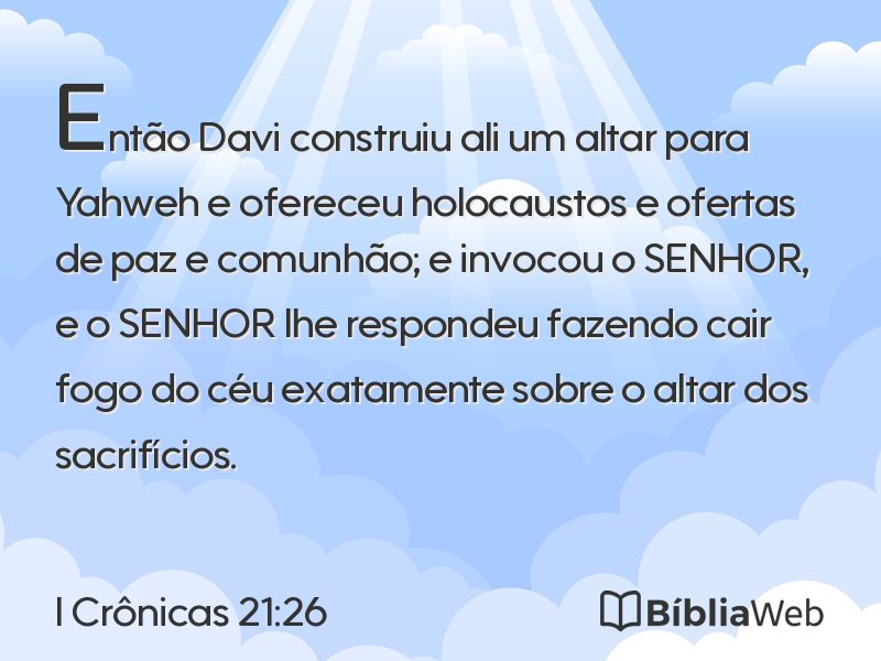 I Crônicas 21:26 em imagem para compartilhar