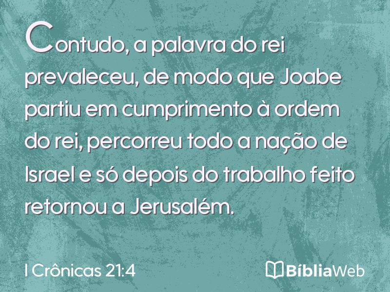 I Crônicas 21:4 em imagem para compartilhar