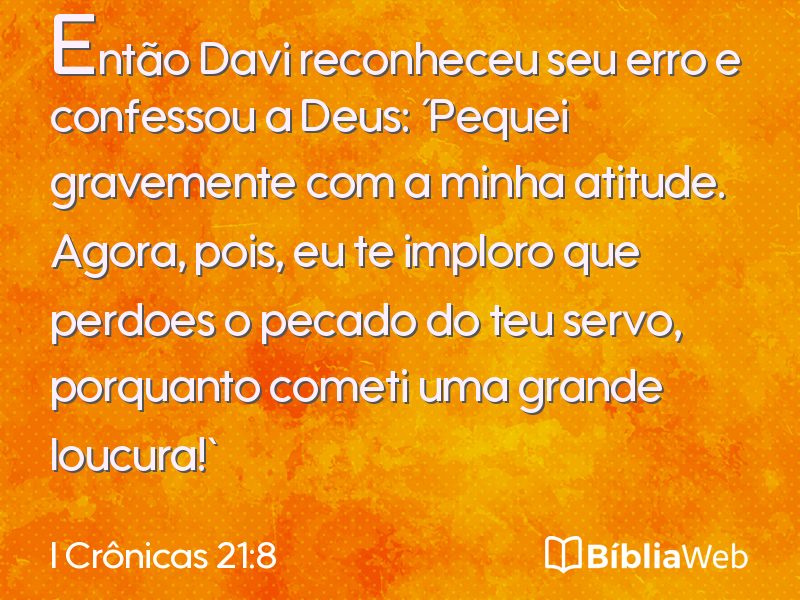 I Crônicas 21:8 em imagem para compartilhar