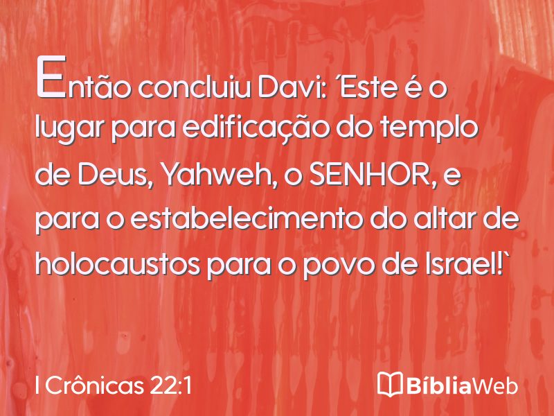 I Crônicas 22:1 em imagem para compartilhar