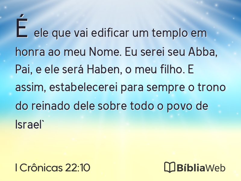 I Crônicas 22:10 em imagem para compartilhar