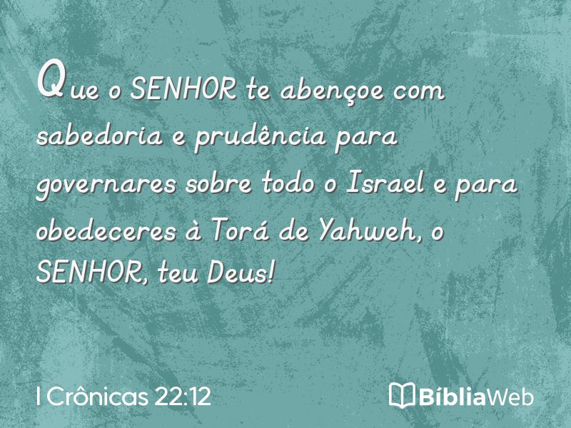 I Crônicas 22:12 em imagem para compartilhar