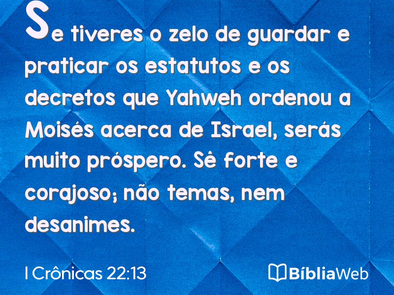 I Crônicas 22:13 em imagem para compartilhar