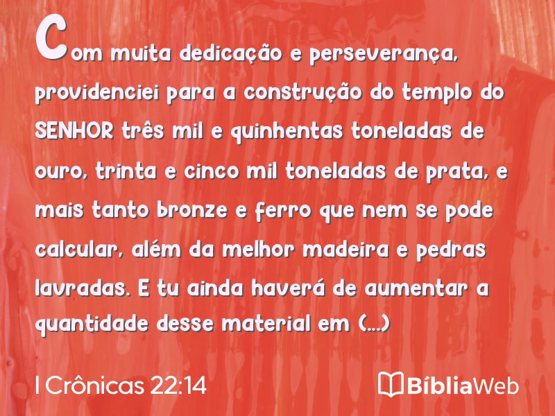 I Crônicas 22:14 em imagem para compartilhar